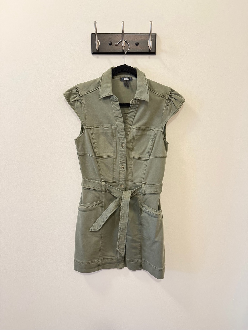 Paige Olive Green Utility Tie-Waist Dress